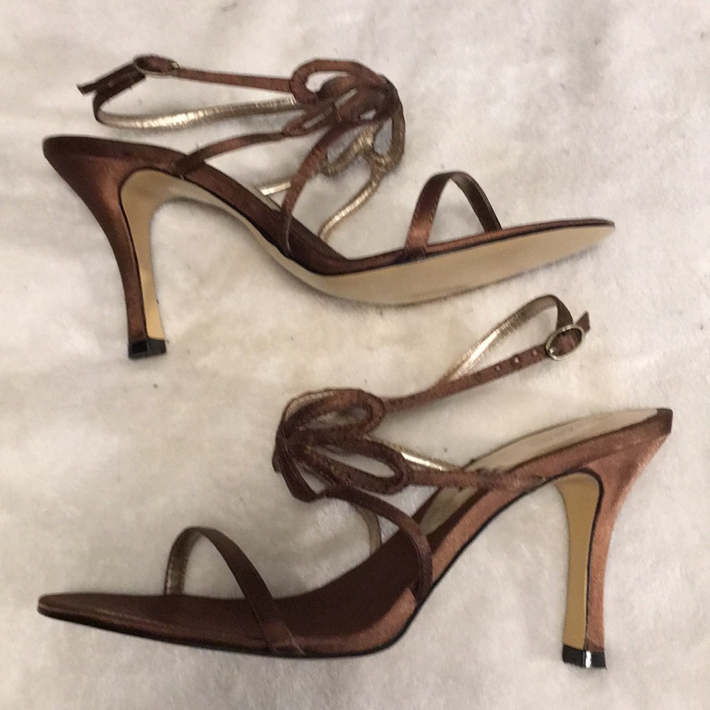 Bronze satin sandals by Charles David